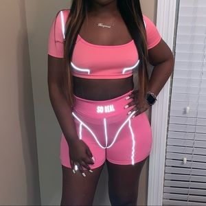 AUTHENTIC SoReal Pink Reflective Two Piece Set